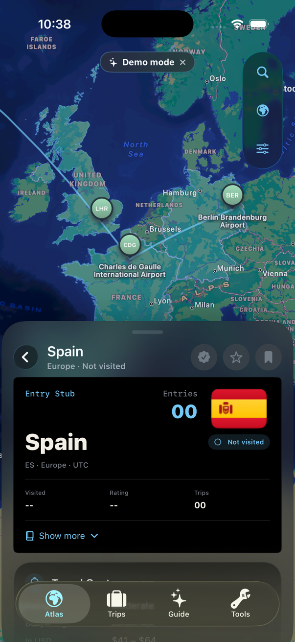 TakeOff Atlas country detail for Spain