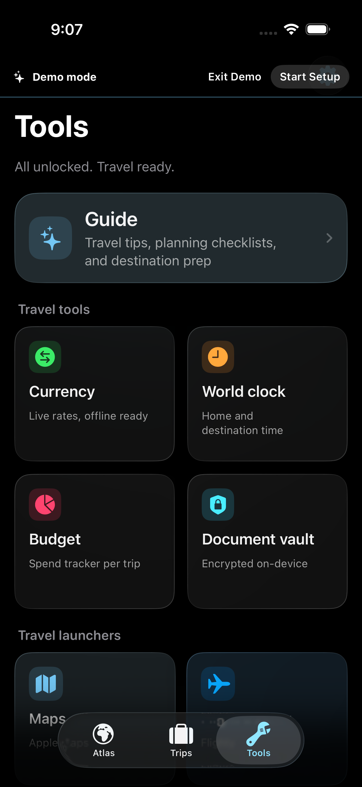 TakeOff travel tools screenshot